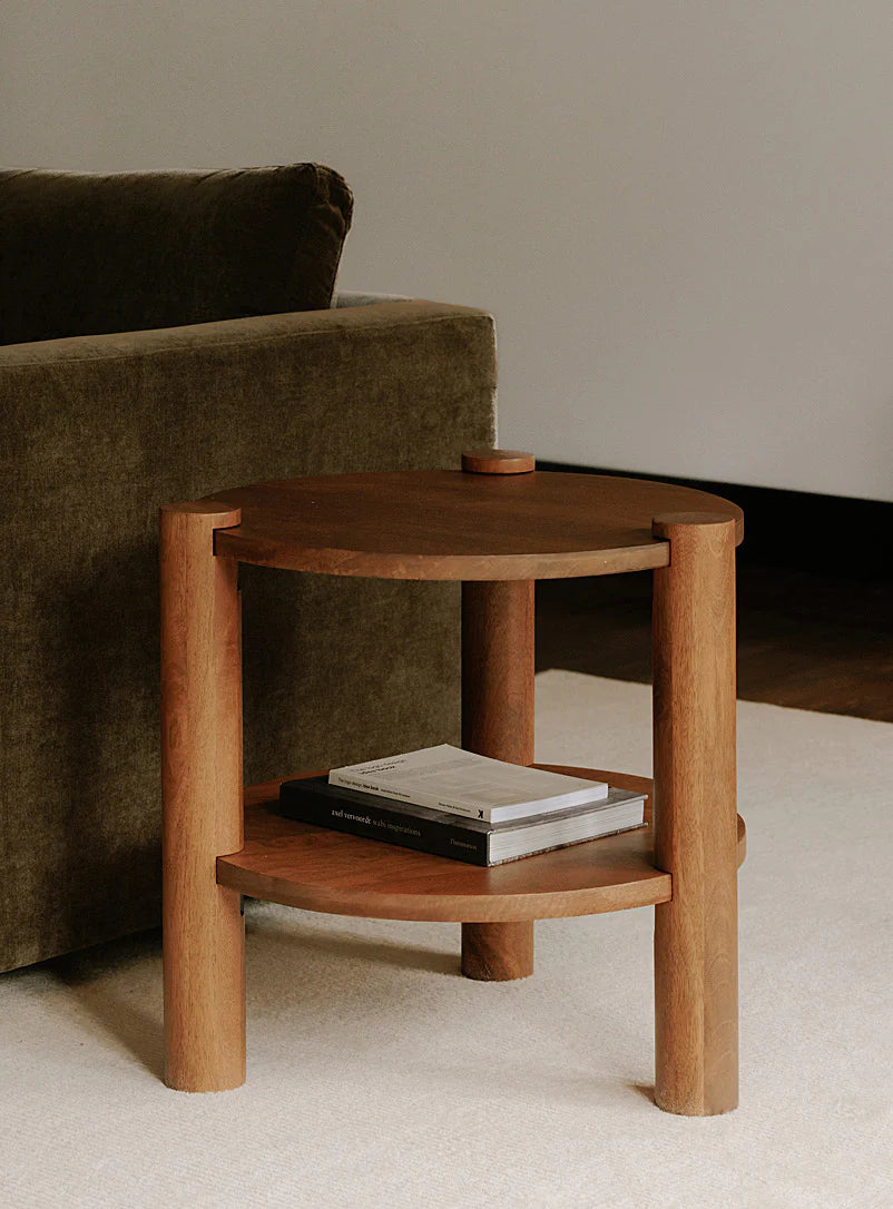 Titoz – Modern Round Mango Wood Side Table