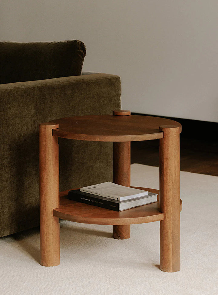 Titoz – Modern Round Mango Wood Side Table