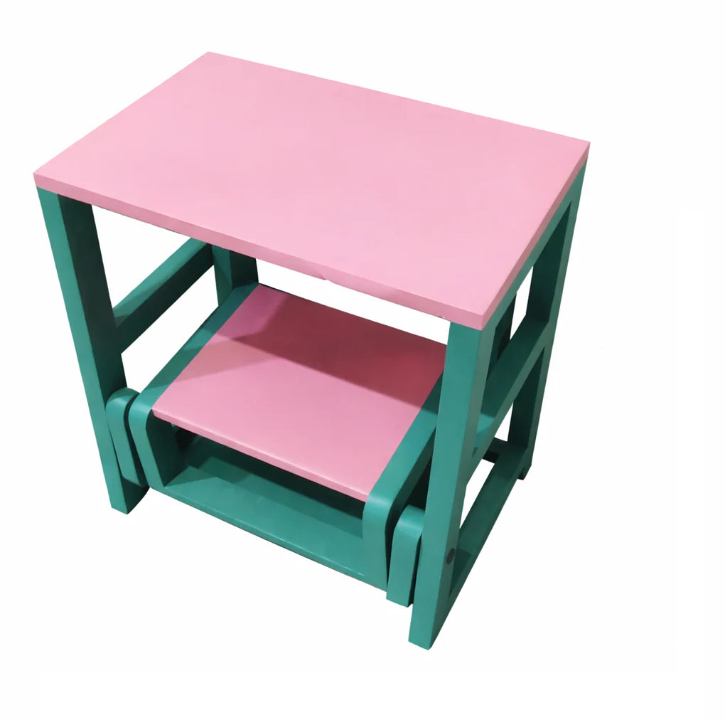 Solid Wood Foldable Step Stool & Side table 3-in-1