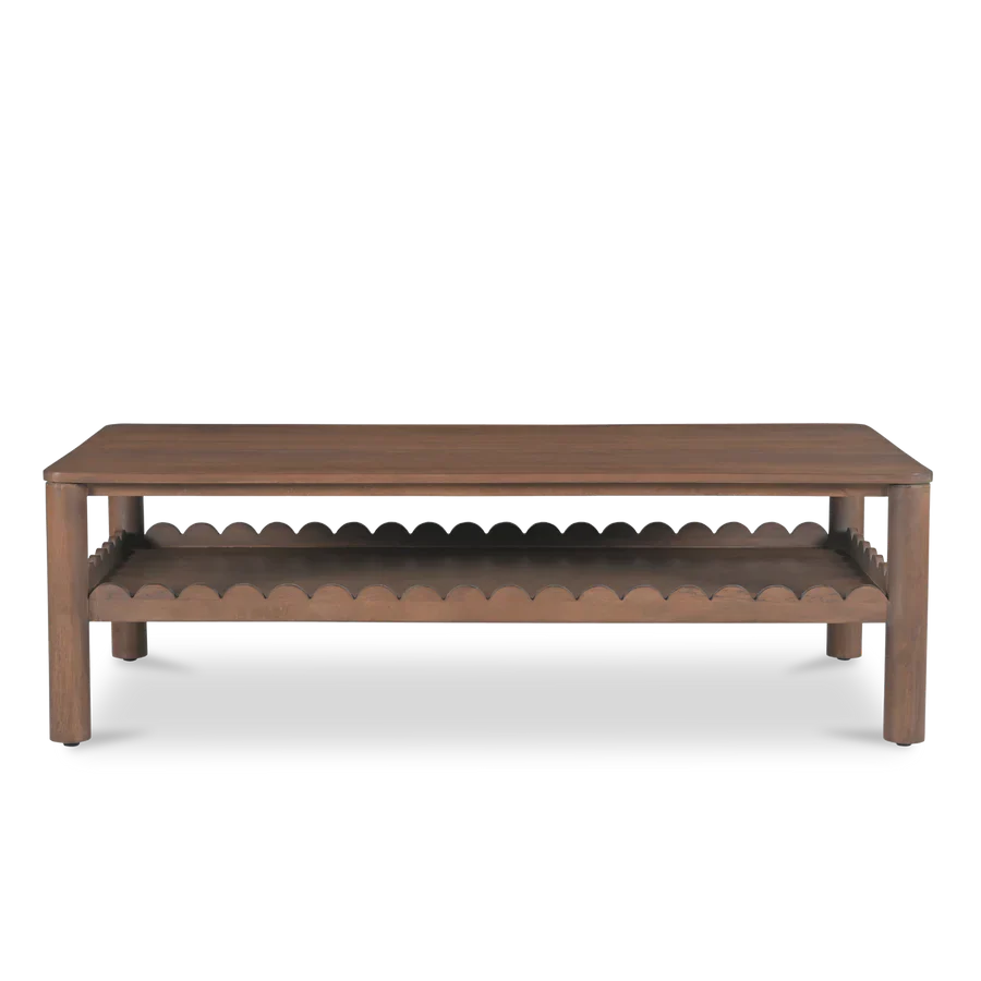 Indiana Scalloped Edge Solid Wood Coffee Table – Modern