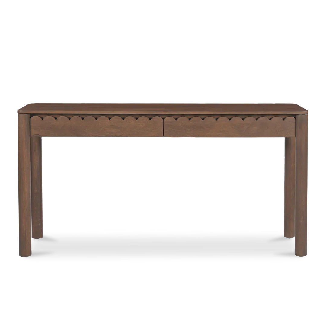 Indiana Scalloped Edge Solid Wood Console Table – Modern Minimalist Design
