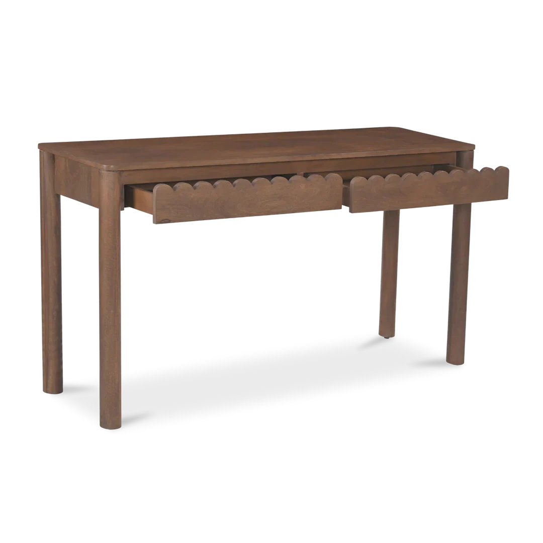 Indiana Scalloped Edge Solid Wood Console Table – Modern Minimalist Design