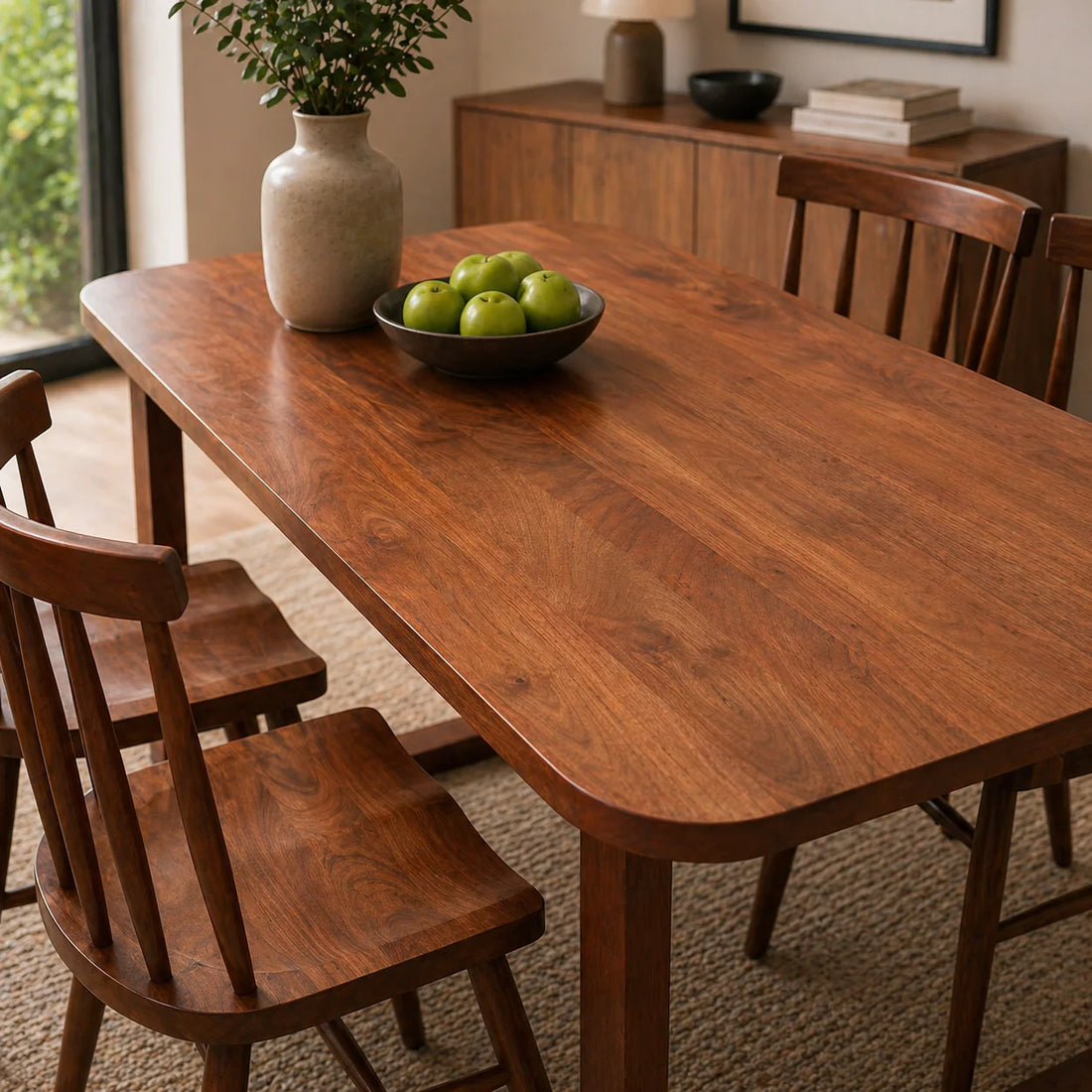 Elegant Solid Wood 4 Seater Dining Table Set with Chair