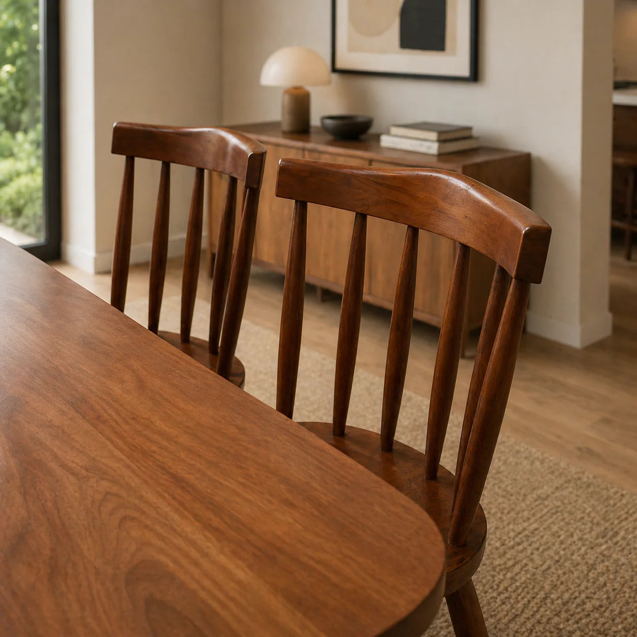 Elegant Solid Wood 4 Seater Dining Table Set with Chair