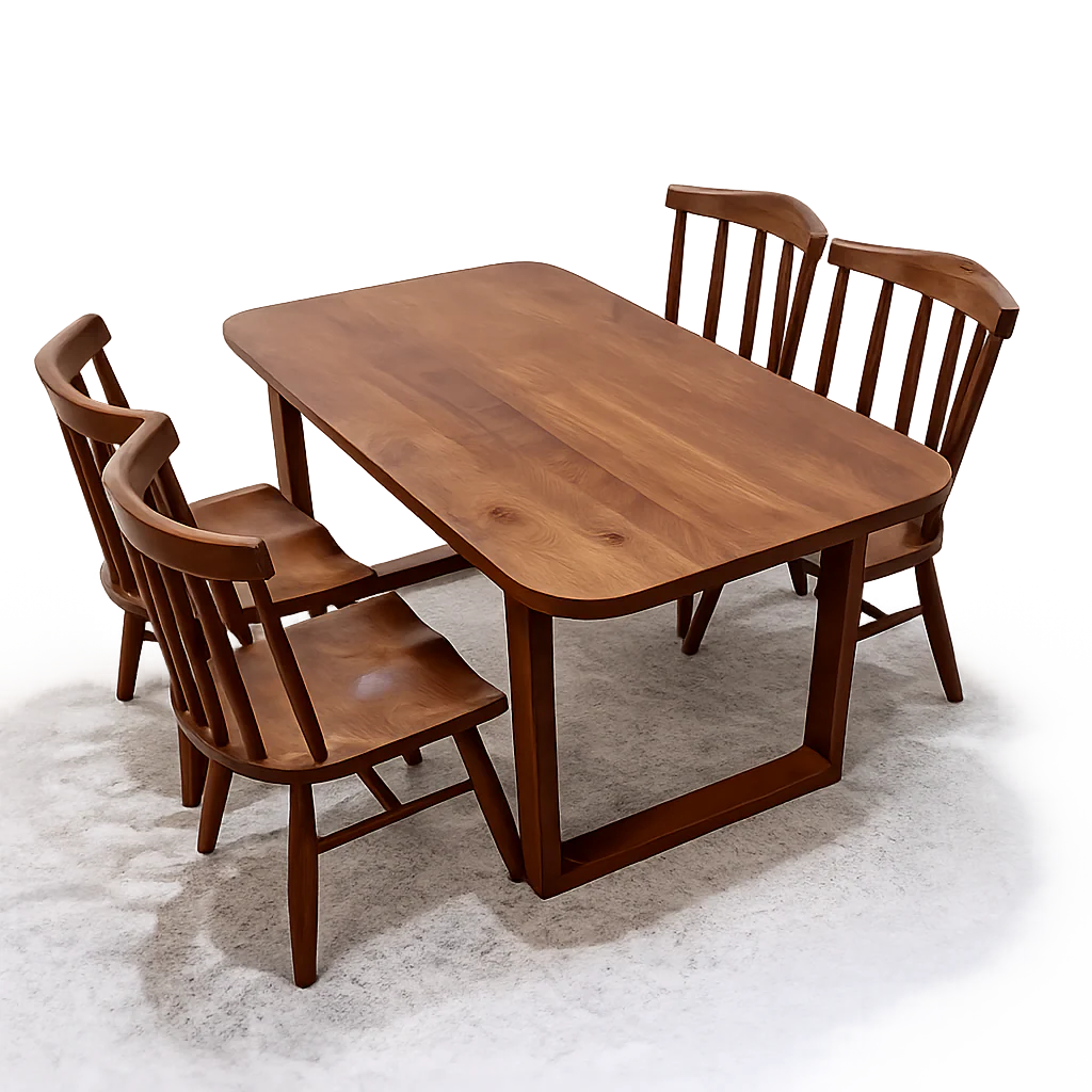 Elegant Solid Wood 4 Seater Dining Table Set with Chair