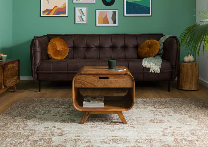 Marwar Solid Sheesham Wood Small coffee Table with Open Storage