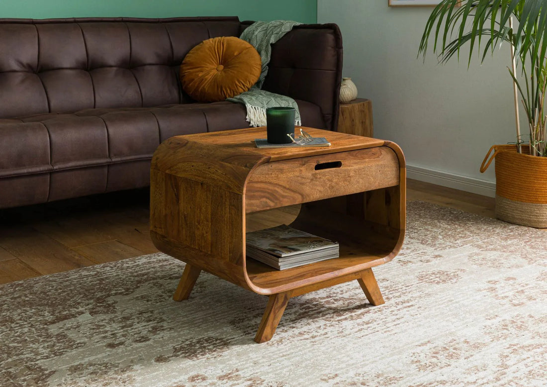 Marwar Solid Sheesham Wood Small coffee Table with Open Storage