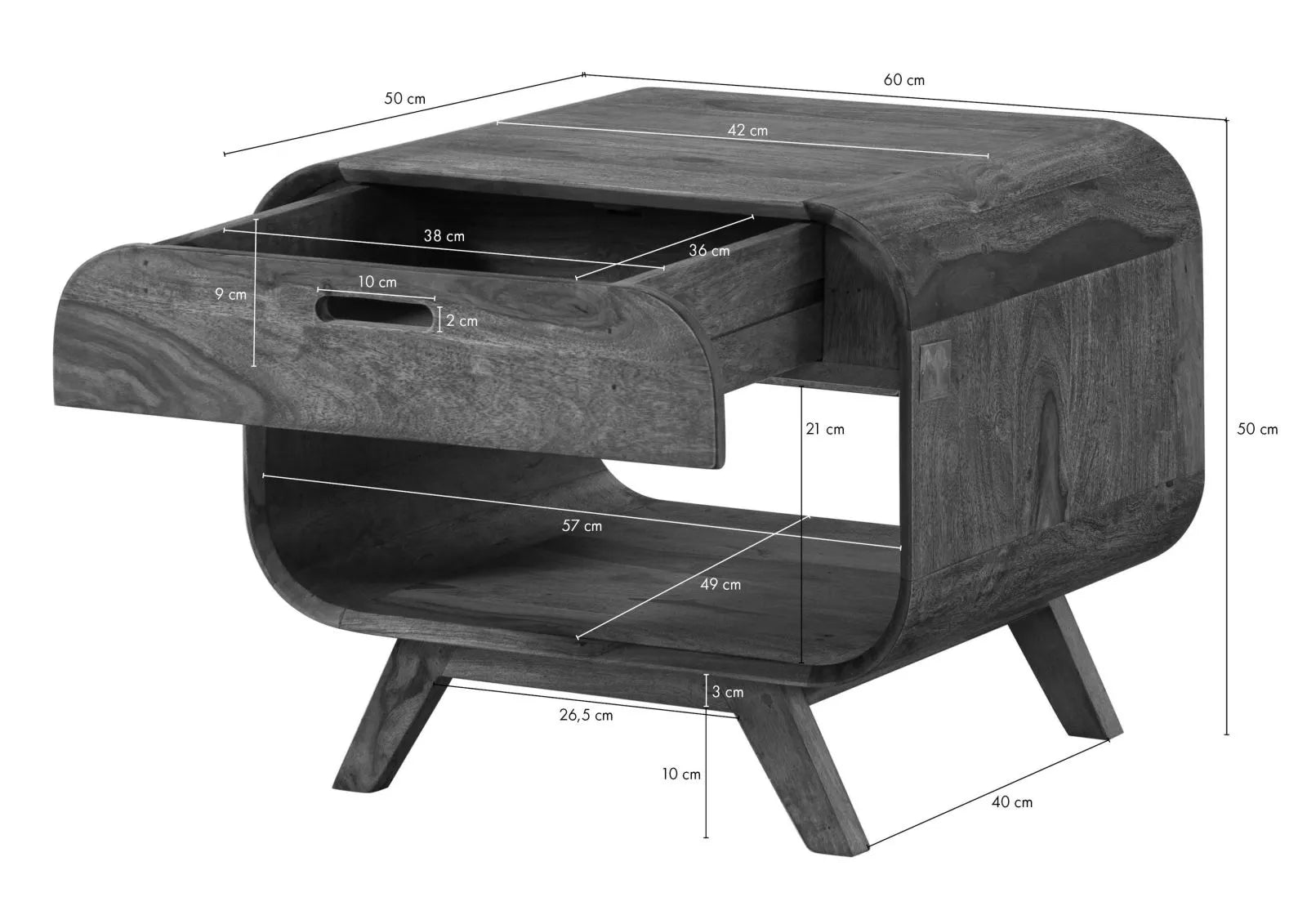Marwar Solid Sheesham Wood Small coffee Table with Open Storage