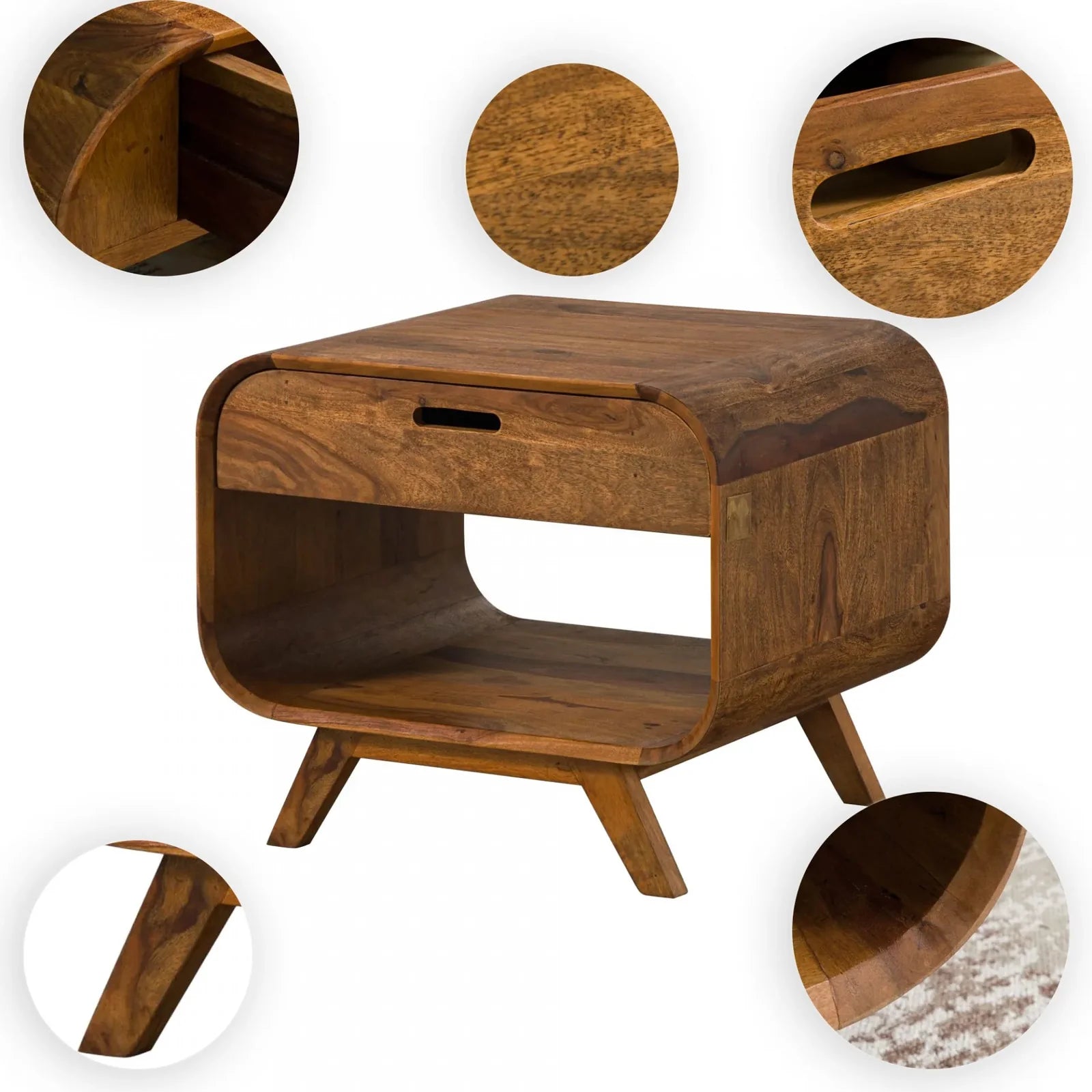 Marwar Solid Sheesham Wood Small coffee Table with Open Storage