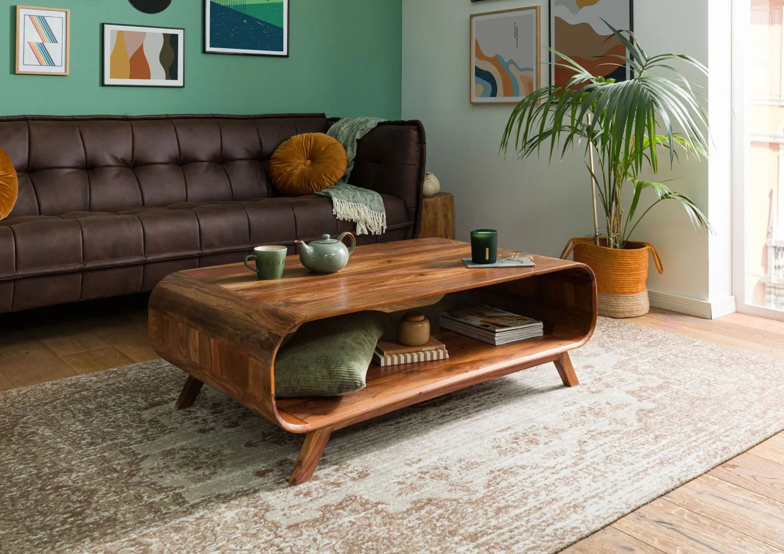 Marwar Solid Sheesham Wood Coffee Table with Open Storage