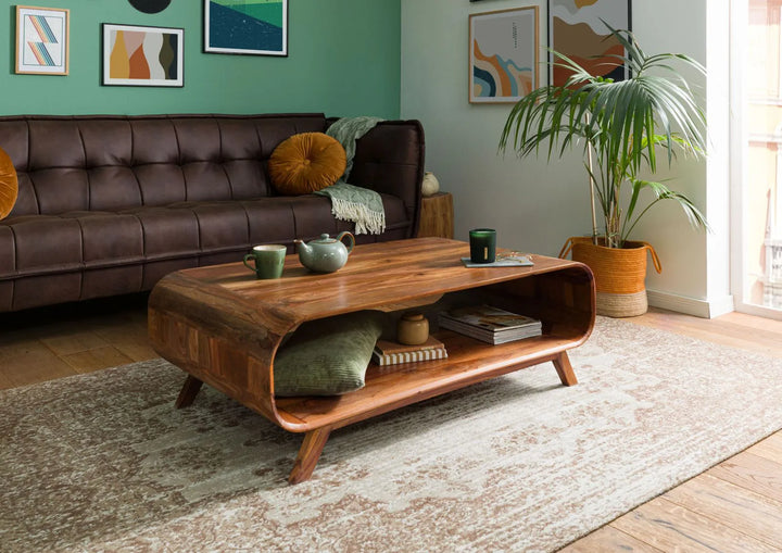 Marwar Solid Sheesham Wood Coffee Table with Open Storage