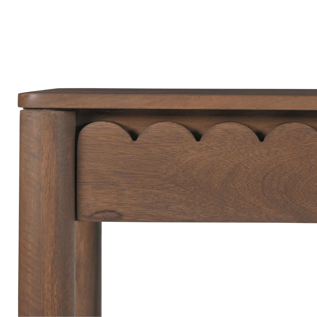 Indiana Scalloped Edge Solid Wood Console Table – Modern Minimalist Design