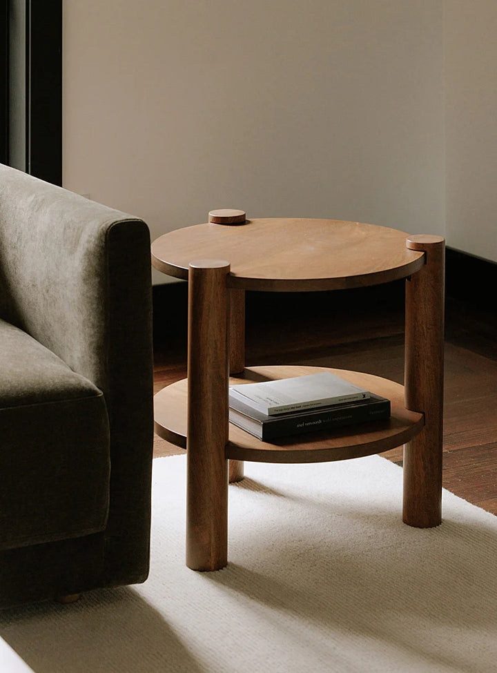 Titoz – Modern Round Mango Wood Side Table