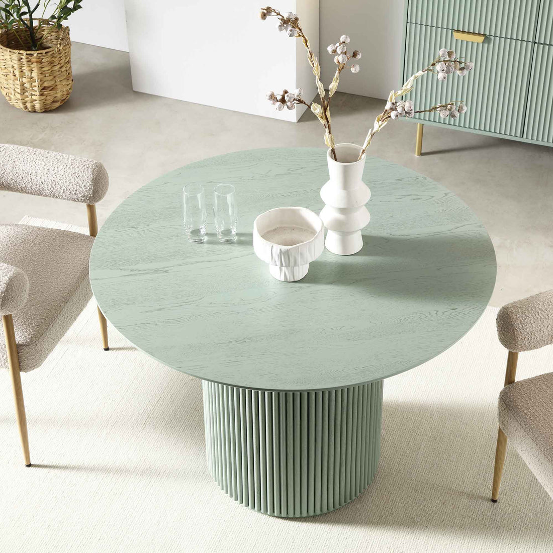 Velin Round Solidwood Pedestal Dining Table