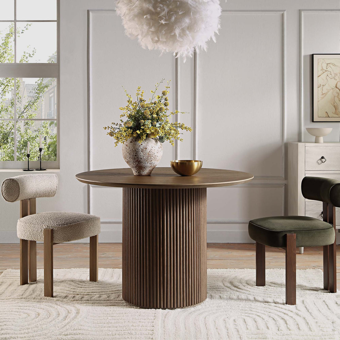 Velin Round Solidwood Pedestal Dining Table