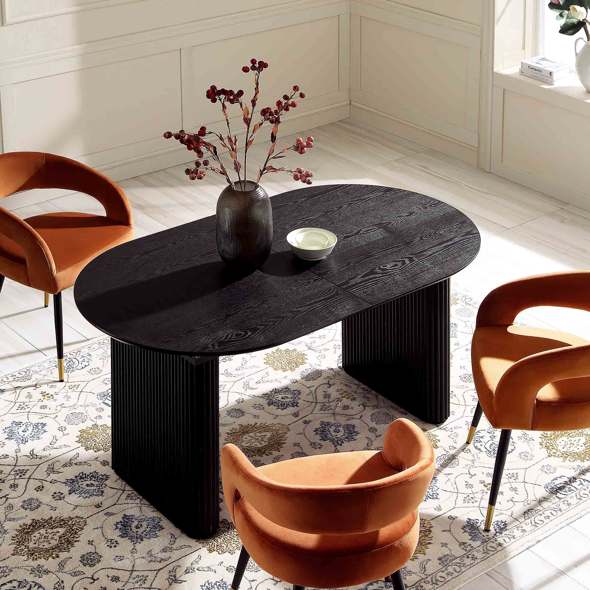 Velin Oval 6-8 Seater Extending Solid Wood Pedestal Dining Table