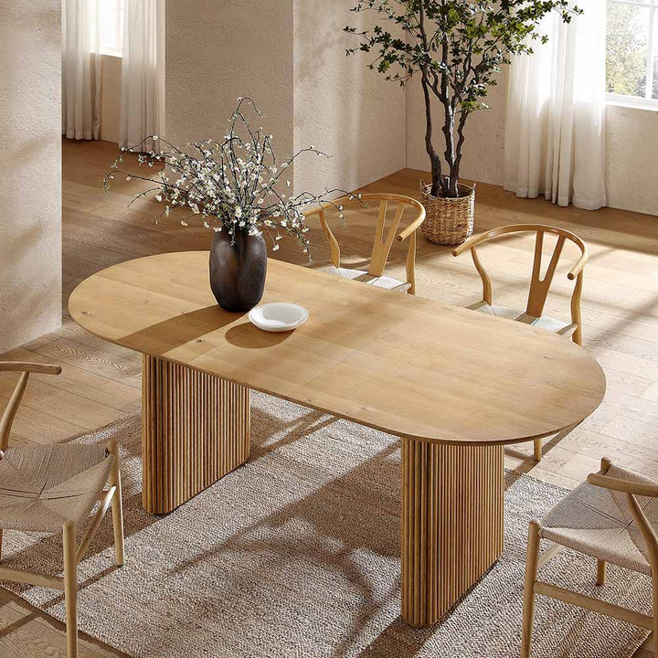 Velin Oval 6-8 Seater Extending Solid Wood Pedestal Dining Table