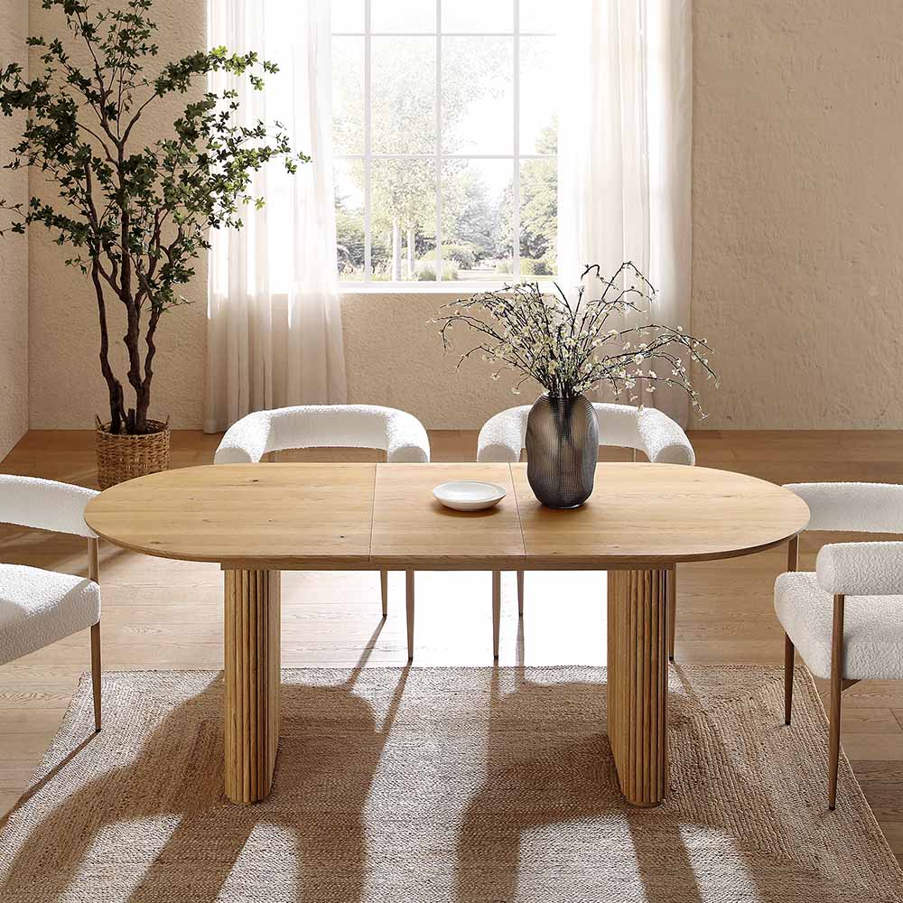 Velin Oval 6-8 Seater Extending Solid Wood Pedestal Dining Table