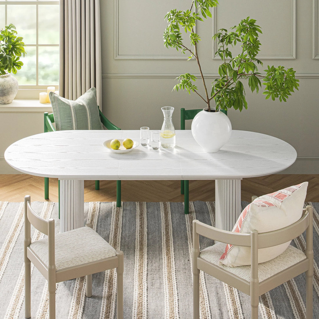 Velin Oval 6-8 Seater Extending Solid Wood Pedestal Dining Table
