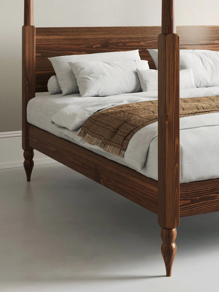 Get Laid Beds Coffee Bean Moroccan Four Poster Turned Leg Solid Wood Bed