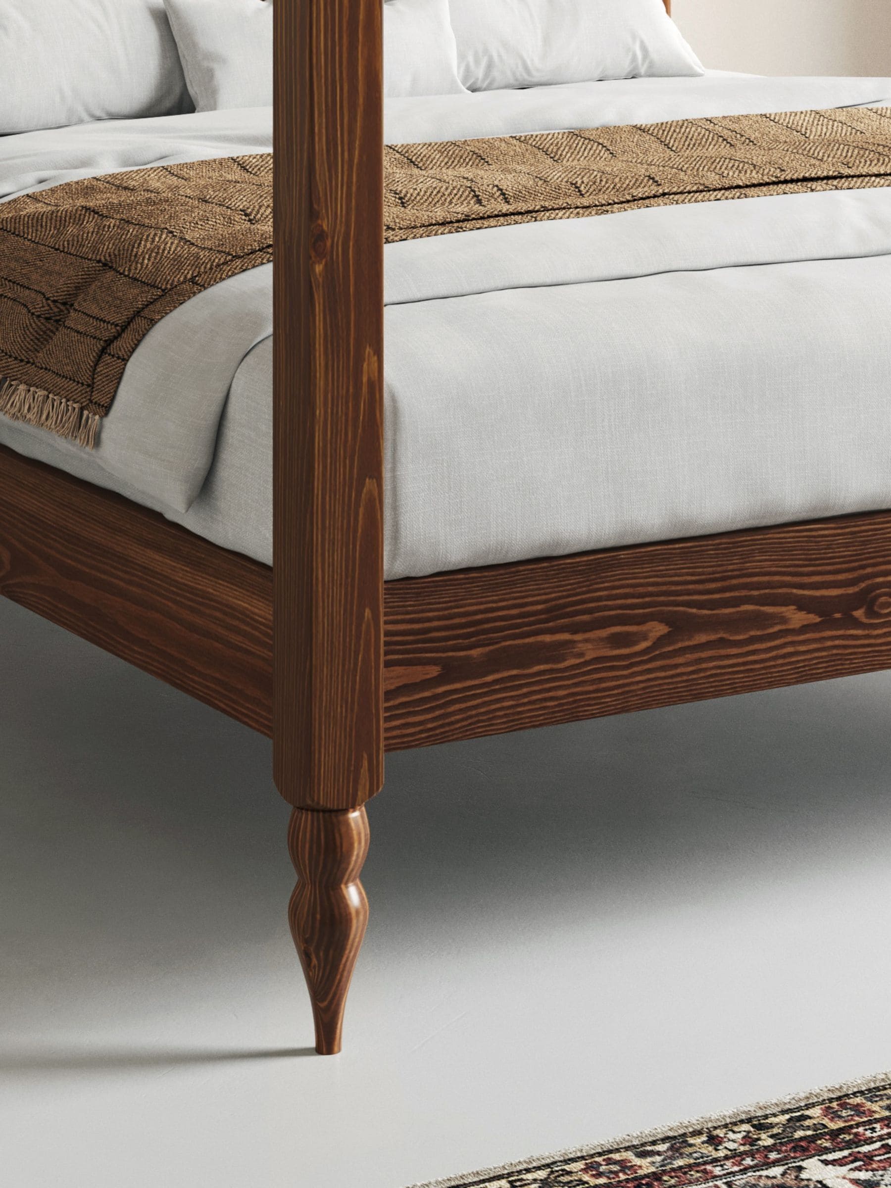 Get Laid Beds Coffee Bean Moroccan Four Poster Turned Leg Solid Wood Bed