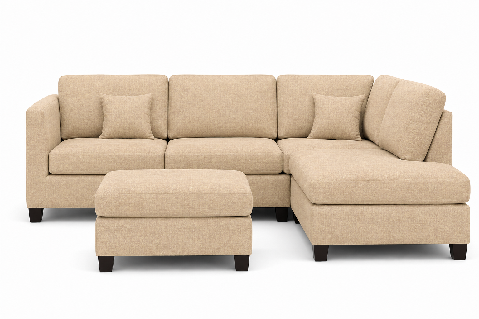 Nova 3-Seater L-Shaped Sectional Sofa with Right Chaise & Ottoman