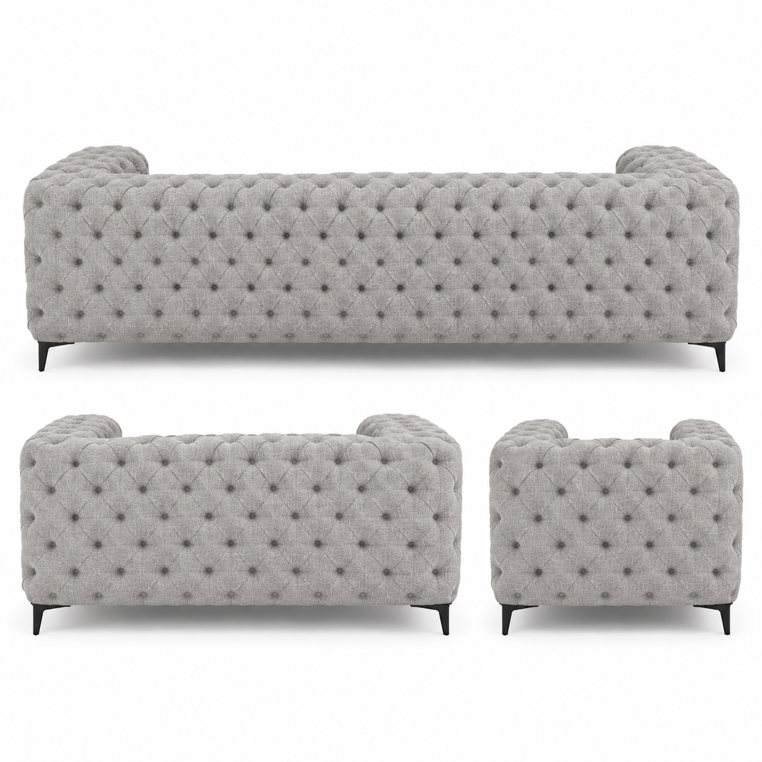 Chesford Chesterfield 3+2+1 Tufted Woven Upholstery Sofa Set