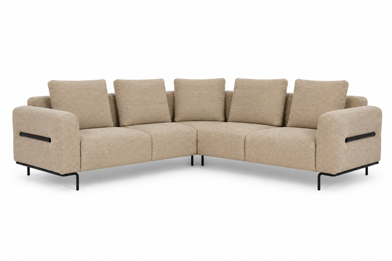 Milo Ergonomic Modular Corner Sectional Couch 6 Seater with Black Metal Legs