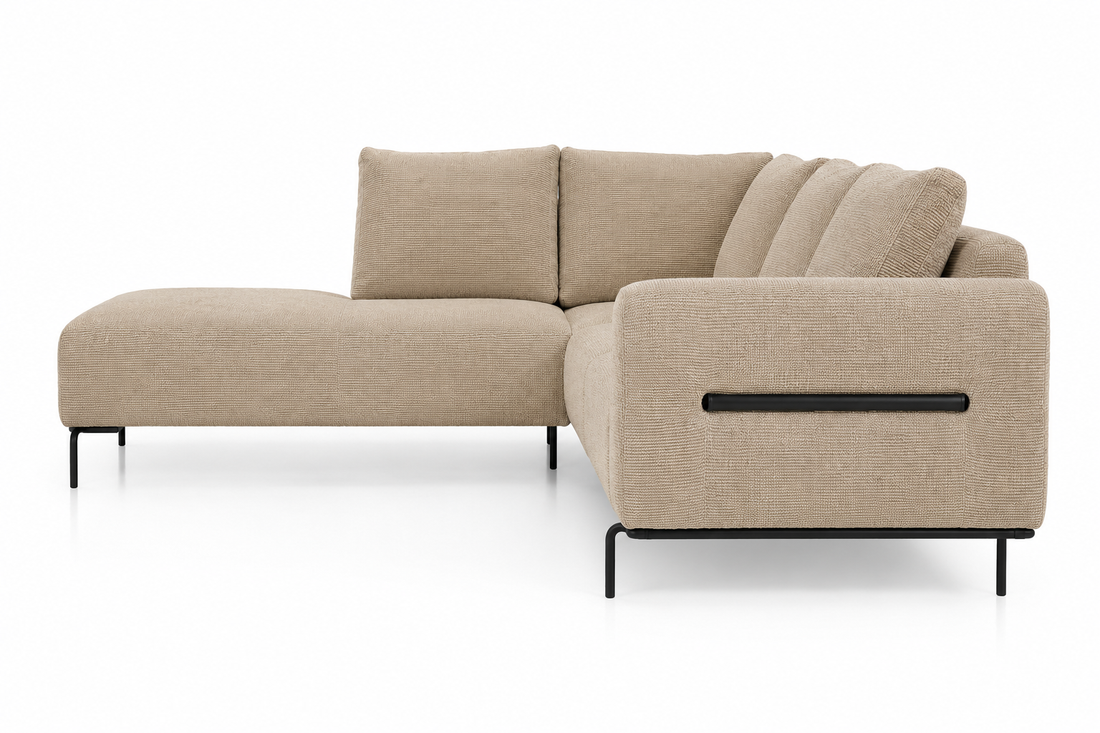 Milo Ergonomic Modular Corner Sectional Couch 6 Seater with Black Metal Legs
