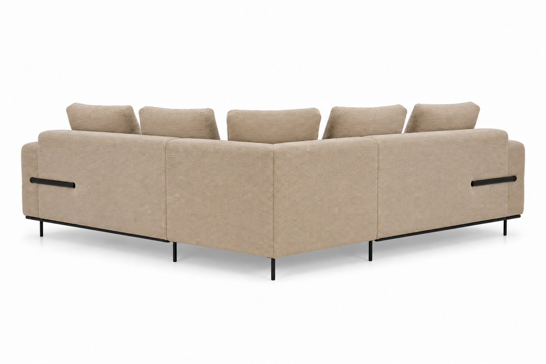 Milo Ergonomic Modular Corner Sectional Couch 6 Seater with Black Metal Legs