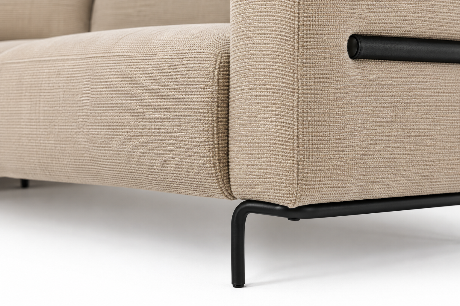 Milo Ergonomic Modular Corner Sectional Couch 6 Seater with Black Metal Legs