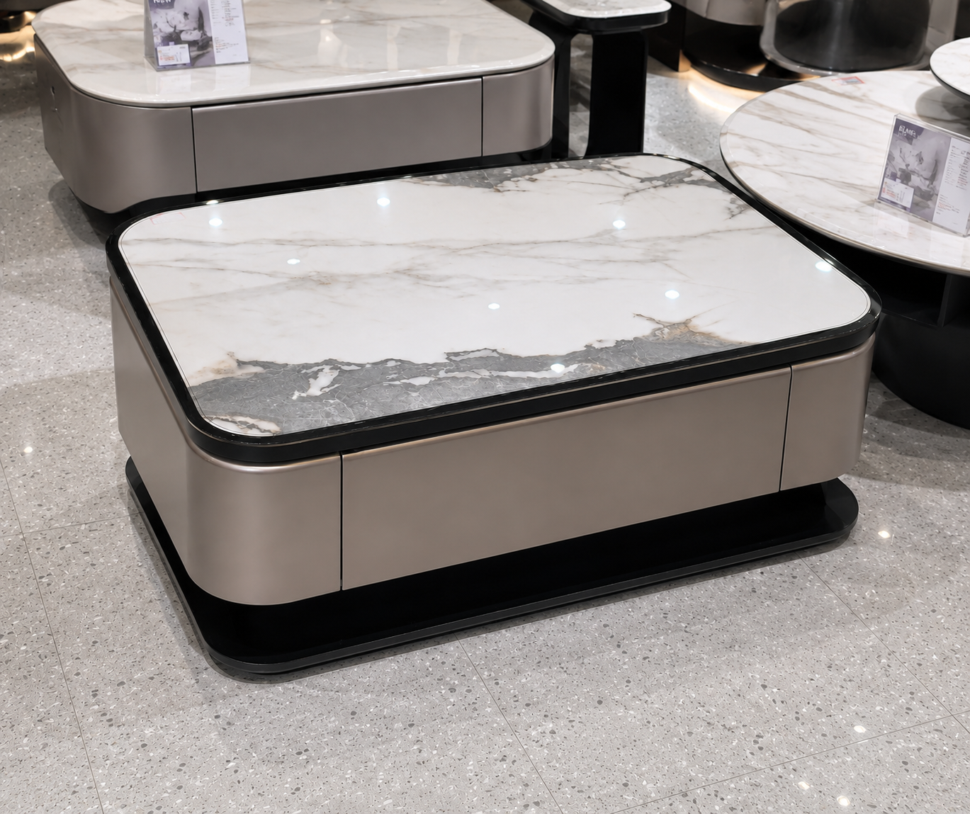 Signature Marble & Champagne Metallic Executive Coffee Table