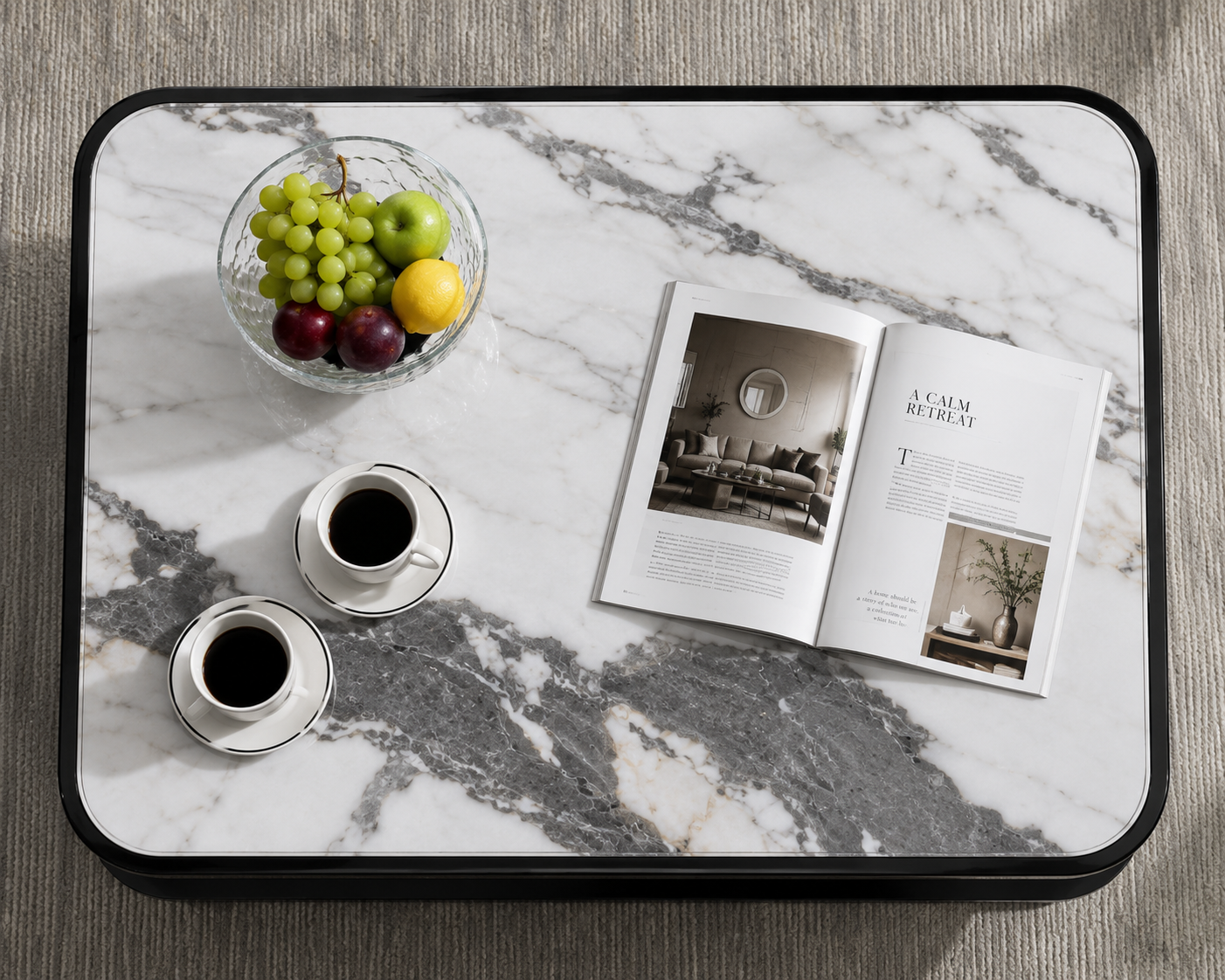 Signature Marble & Champagne Metallic Executive Coffee Table