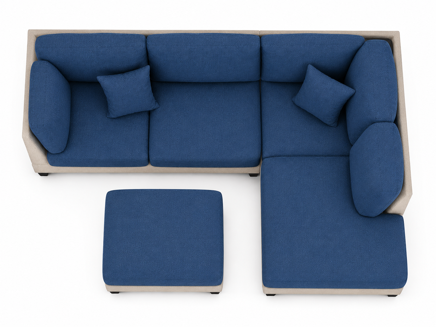 Nova 3-Seater L-Shaped Sectional Sofa with Right Chaise & Ottoman