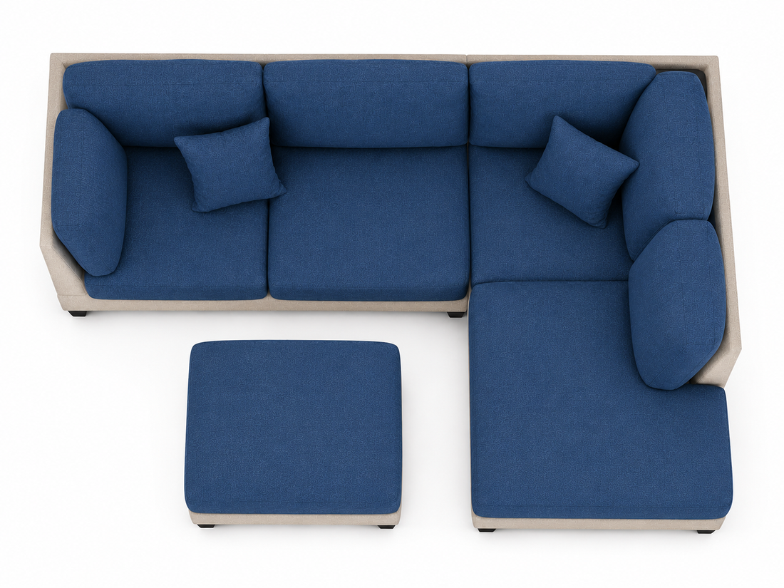 Nova 3-Seater L-Shaped Sectional Sofa with Right Chaise & Ottoman