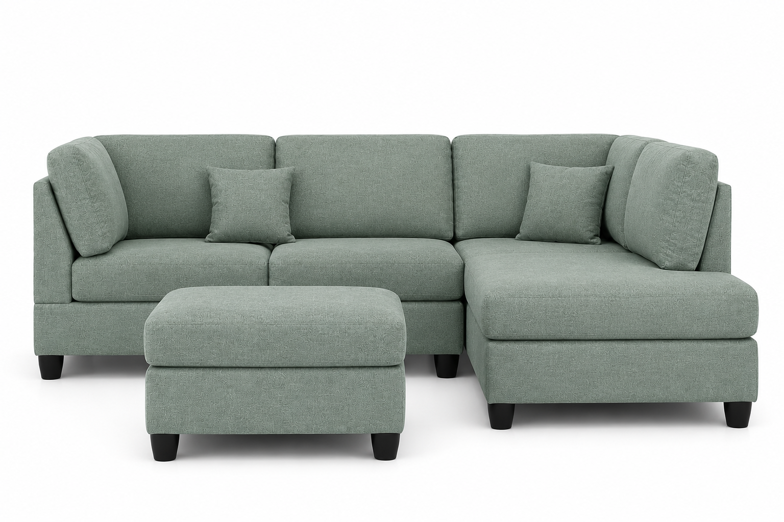 Nova 3-Seater L-Shaped Sectional Sofa with Right Chaise & Ottoman