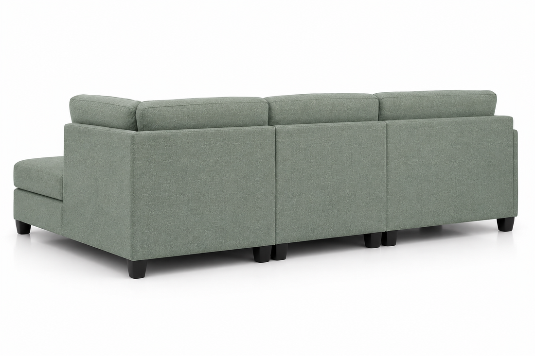 Nova 3-Seater L-Shaped Sectional Sofa with Right Chaise & Ottoman