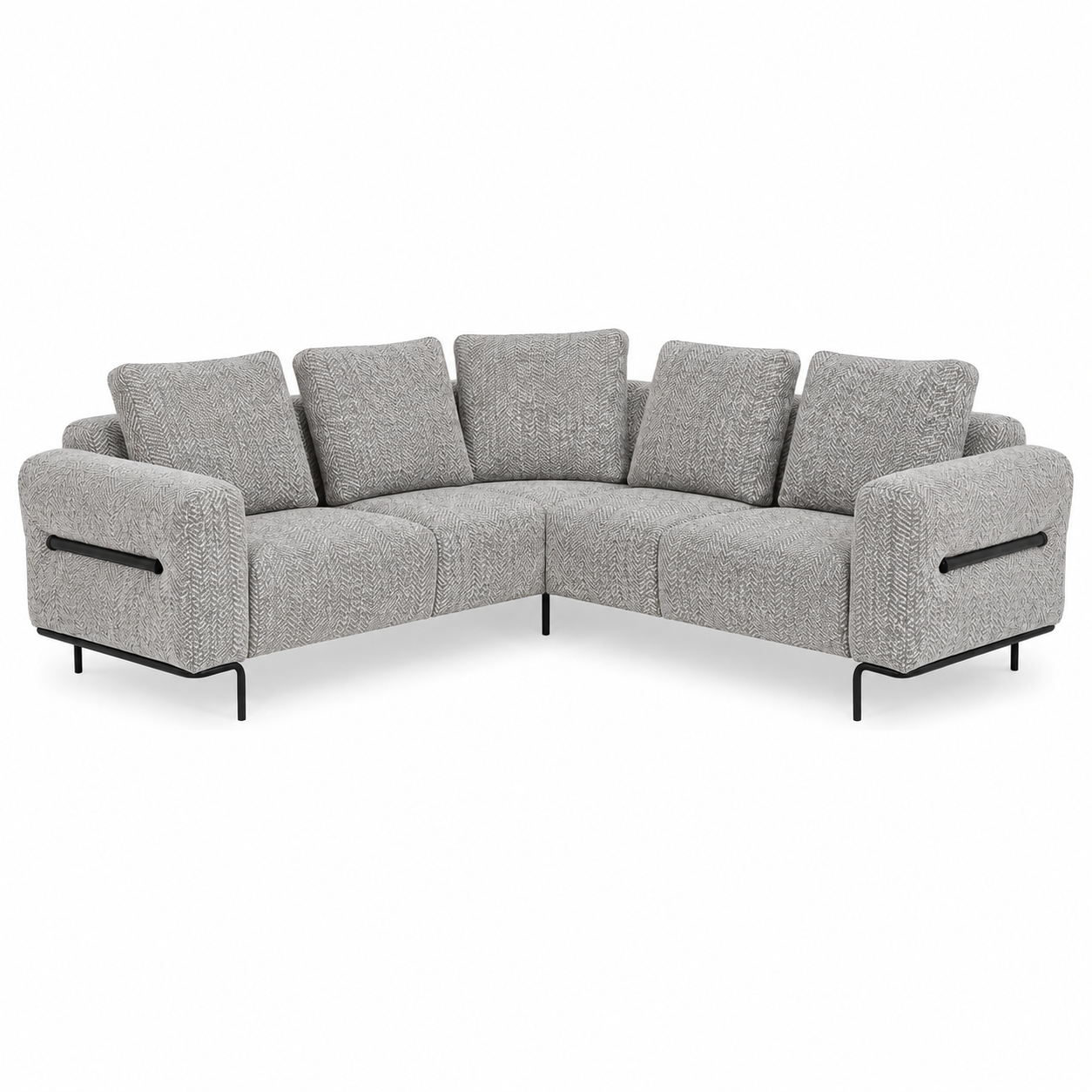 Milo Ergonomic Modular Corner Sectional Couch 6 Seater with Black Metal Legs