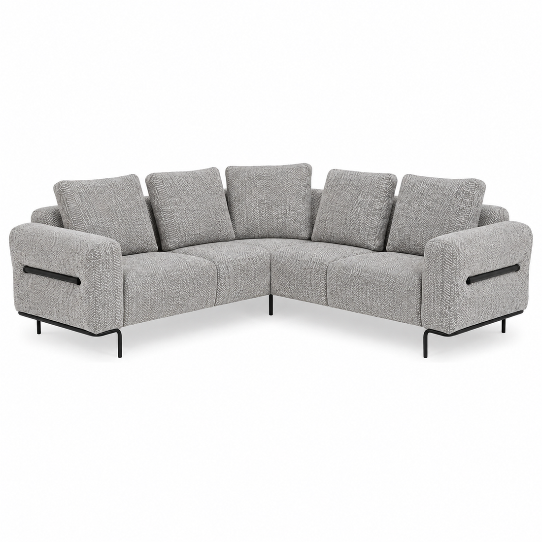 Milo Ergonomic Modular Corner Sectional Couch 6 Seater with Black Metal Legs