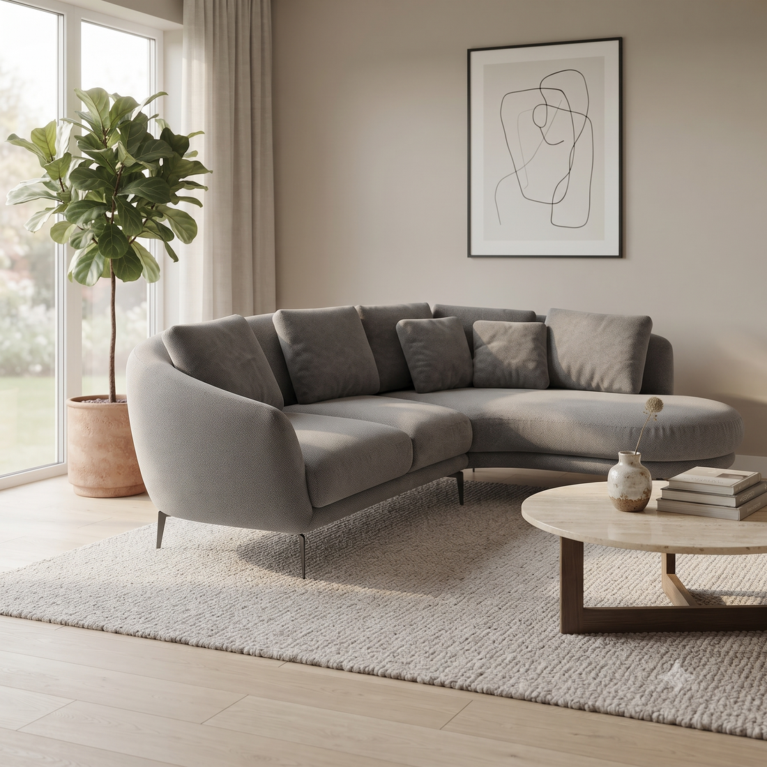 Aria 4-Seater L-Shaped Corner Sofa with Right-Facing Chaise
