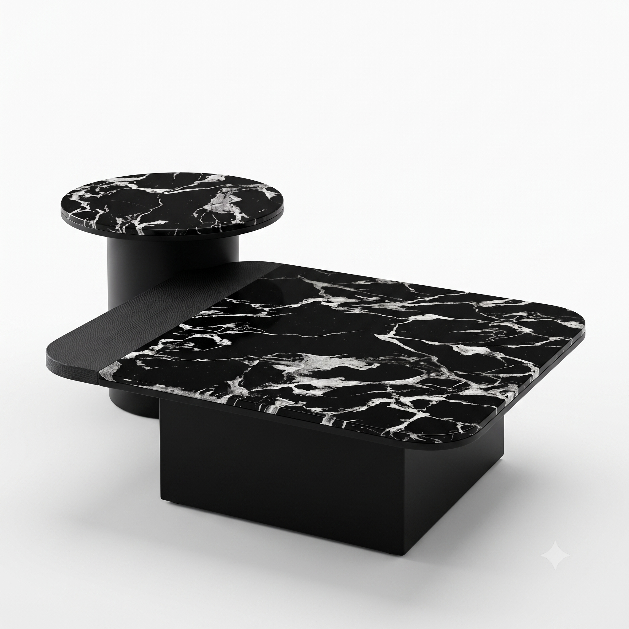 Executive Split-Surface Black Marble & Textured MDF Centerpiece