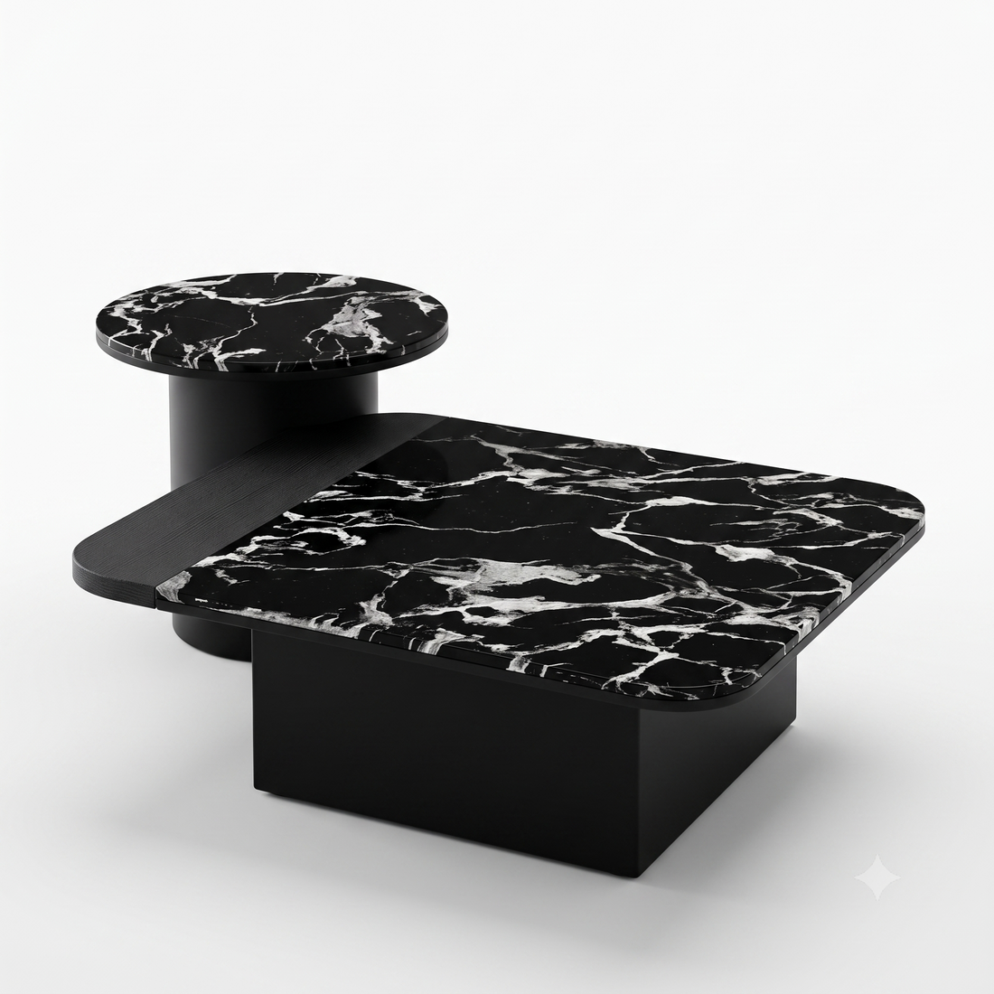 Executive Split-Surface Black Marble & Textured MDF Centerpiece