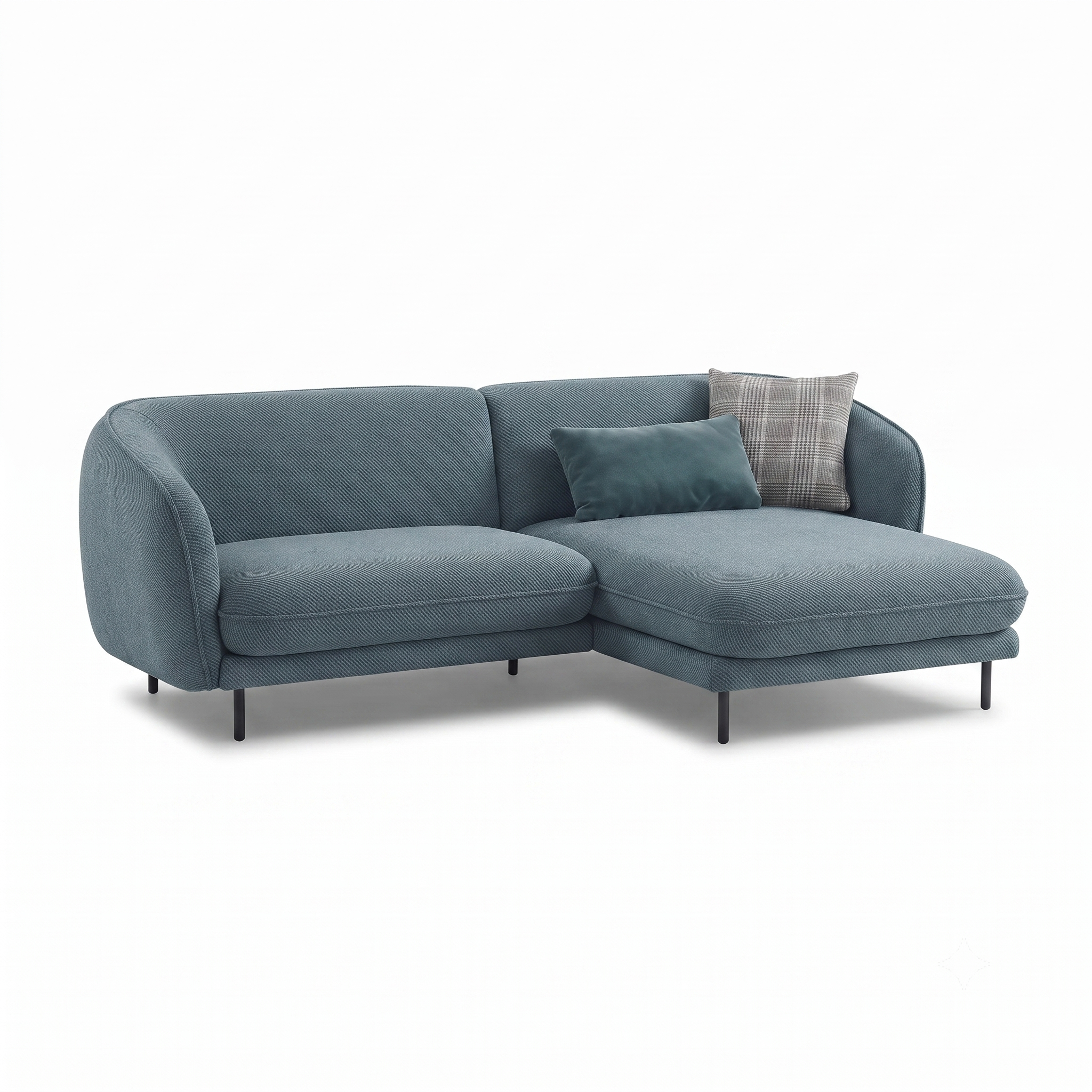 Verona 3 Seater L Shape Sofa with Right Chaise Lounge and Accent Pillows