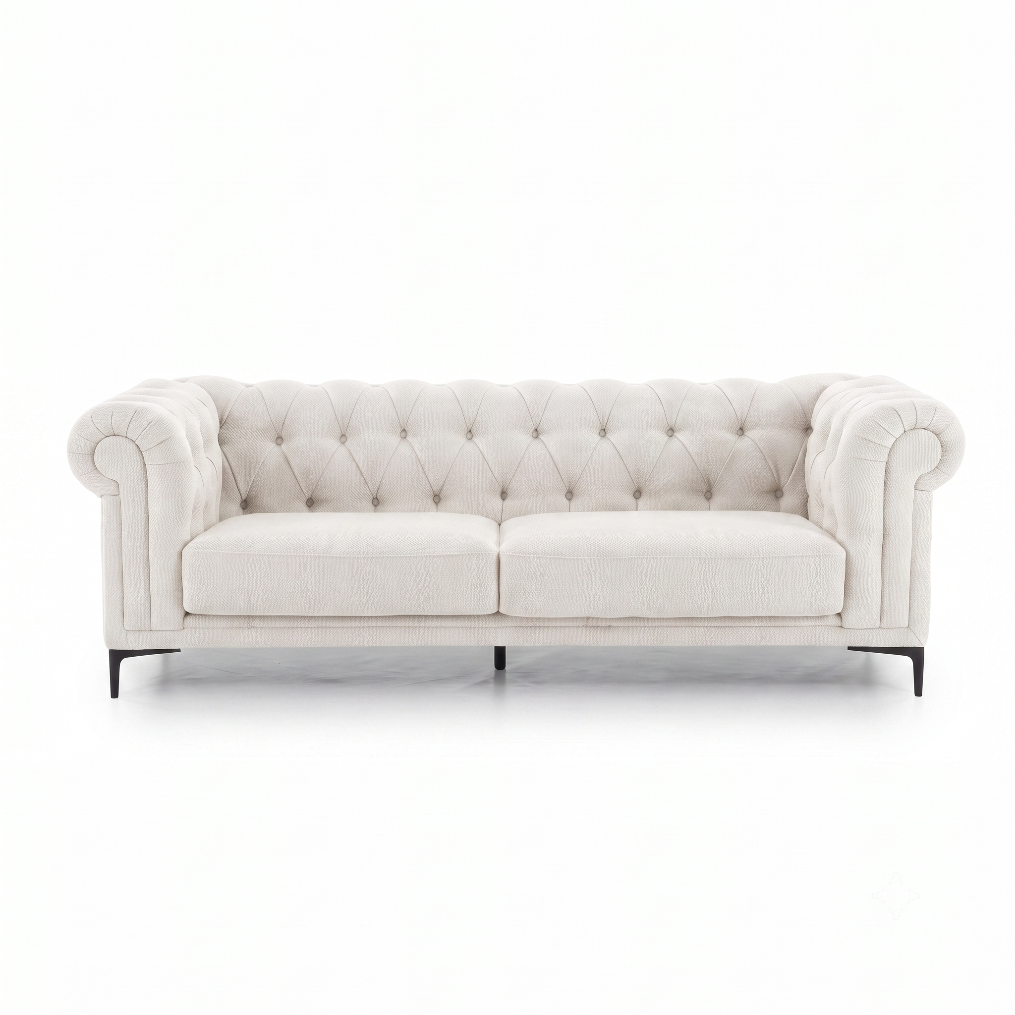Bellmore 3-Seater Tufted Woven Upholstery Chesterfield Sofa