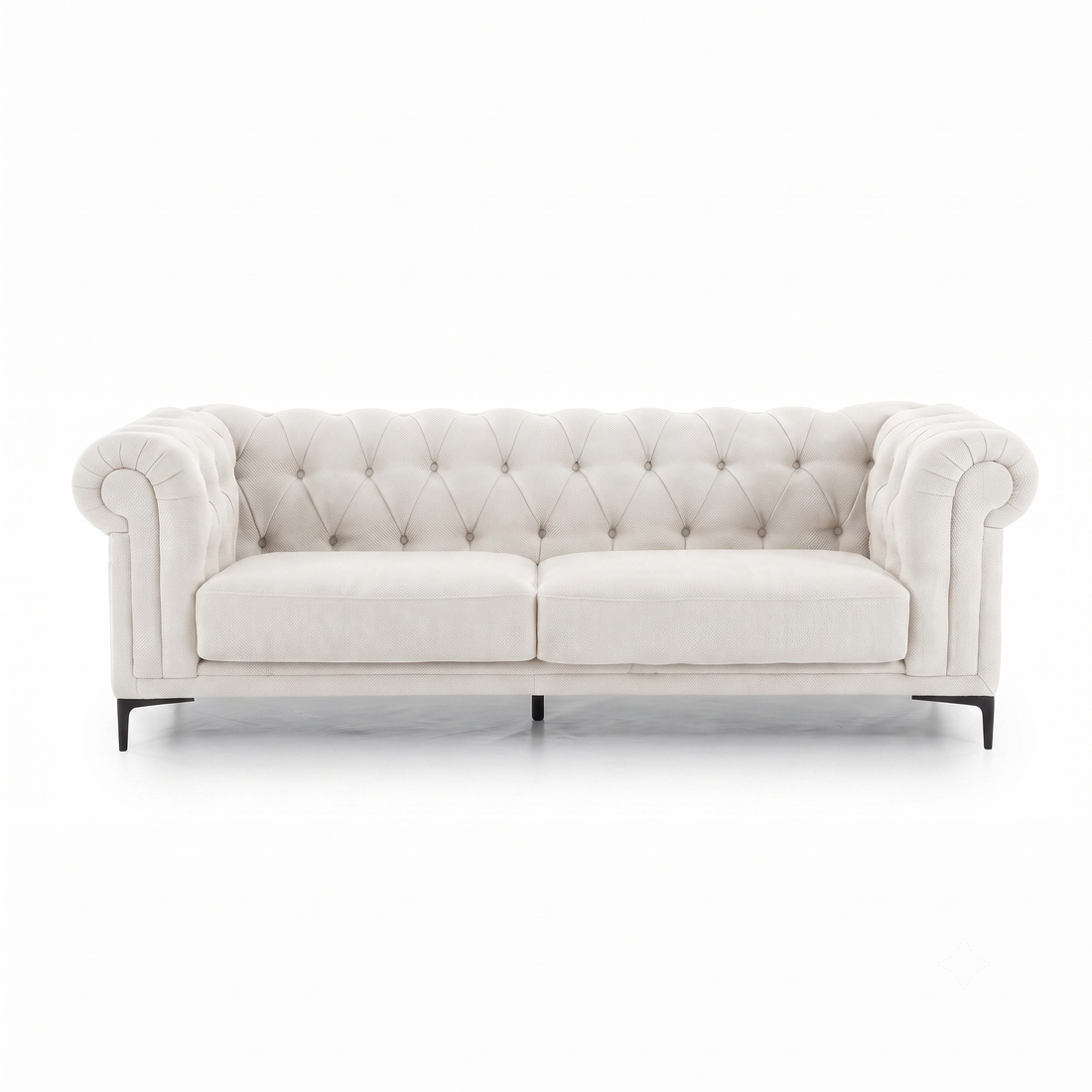 Bellmore 3-Seater Tufted Woven Upholstery Chesterfield Sofa