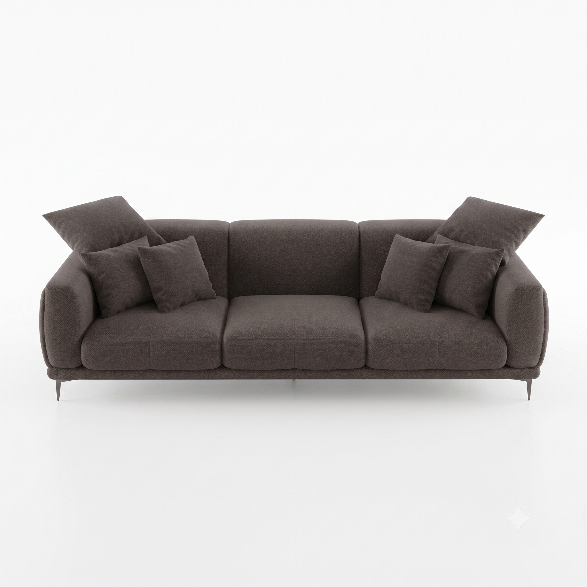 Regalon Low-Profile 4-Seater Sofa with Slim Metal Legs & Lumbar Cushions
