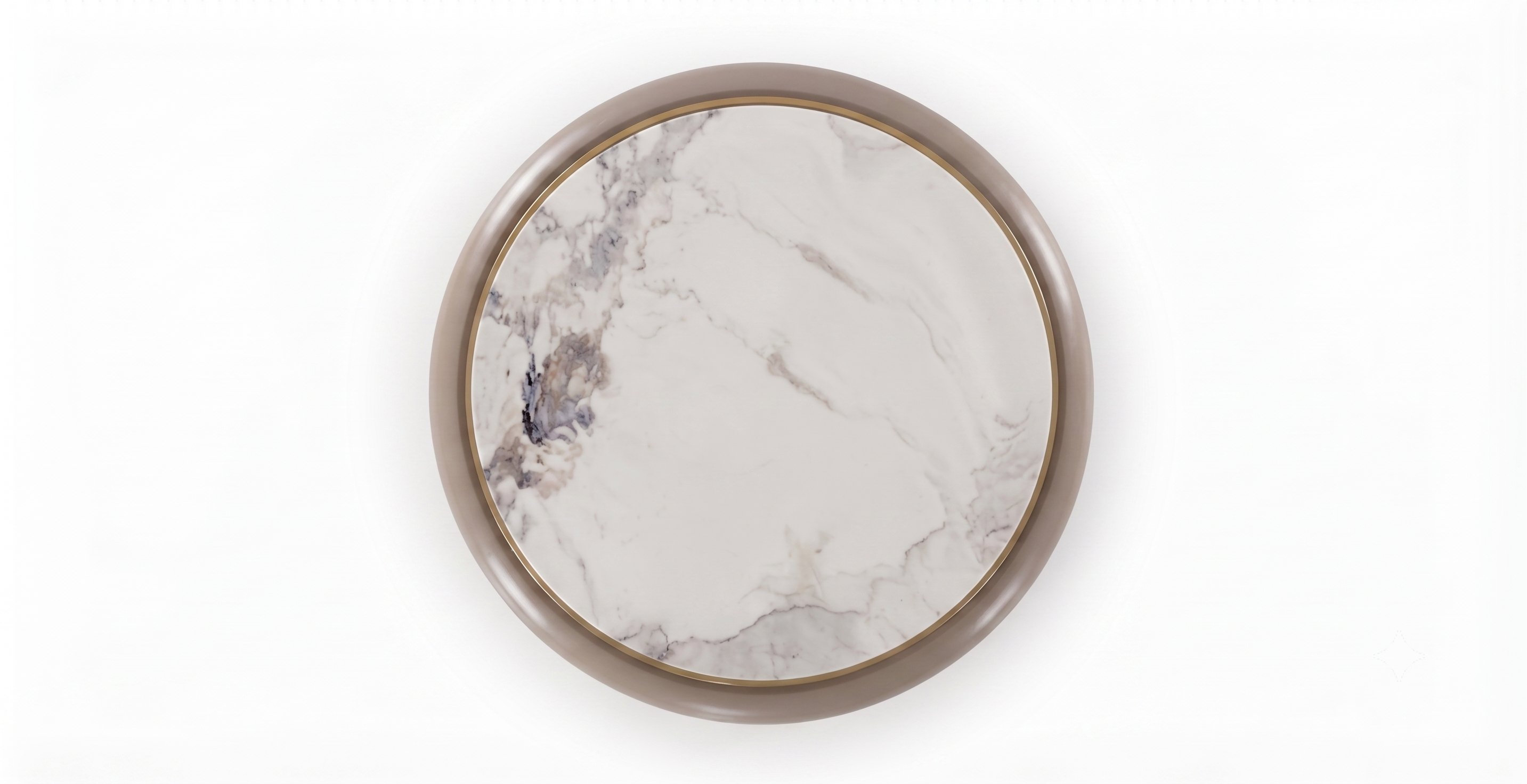 Luxury Calacatta Marble & Sculptural Taupe Pedestal Table