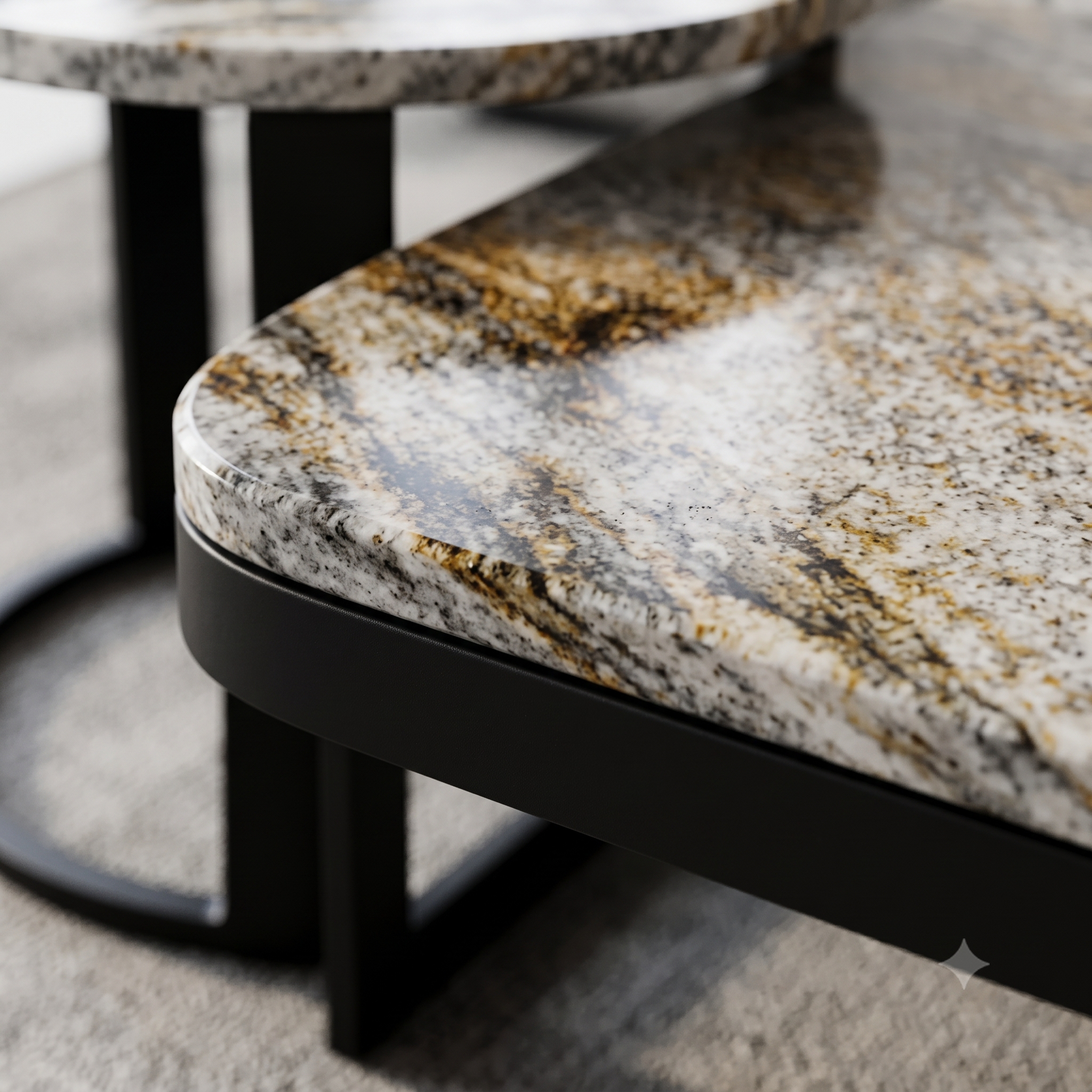 Modern Luxury Patagonia Marble-Top Accent Table with Architectural Base