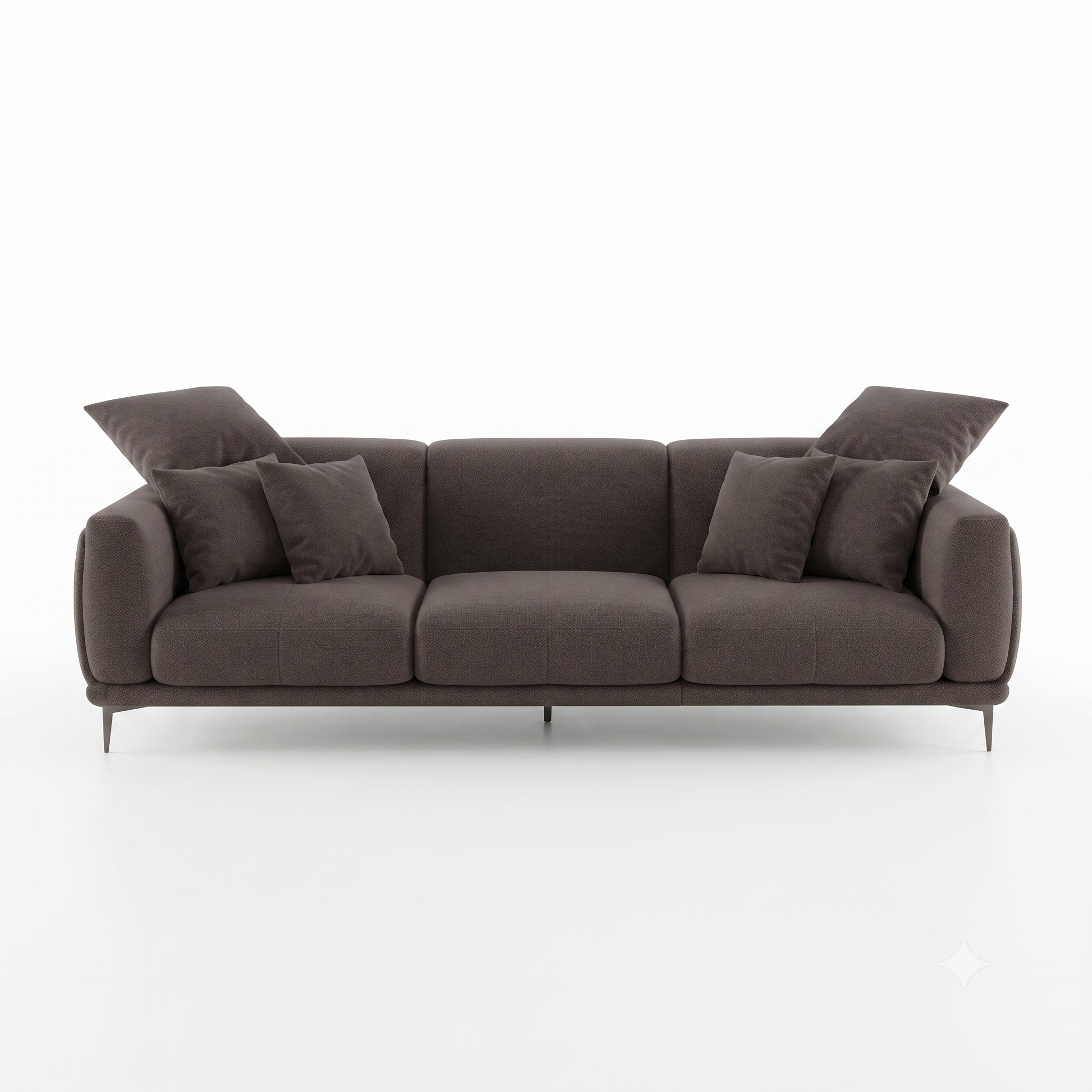 Regalon Low-Profile 4-Seater Sofa with Slim Metal Legs & Lumbar Cushions