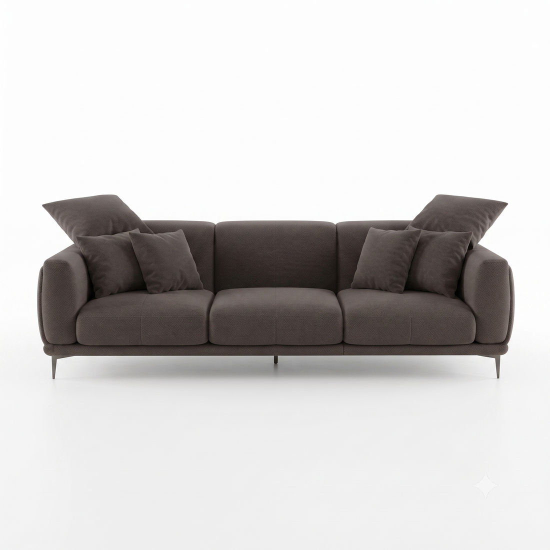 Regalon Low-Profile 4-Seater Sofa with Slim Metal Legs & Lumbar Cushions